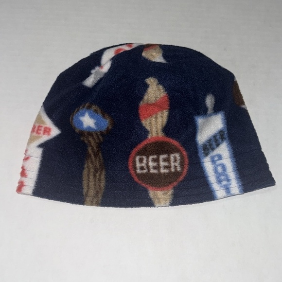 Handmade Navy Blue Craft Beer Tap Fleece Beanie Made By My Mom Warm&Cozy Size M - Picture 2 of 5